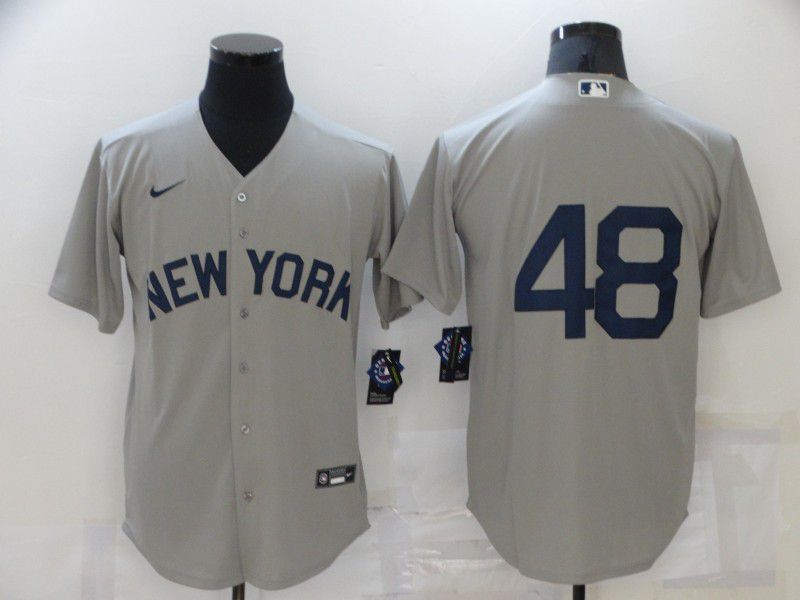 Men New York Yankees #48 No Name Grey Game 2021 Nike MLB Jersey